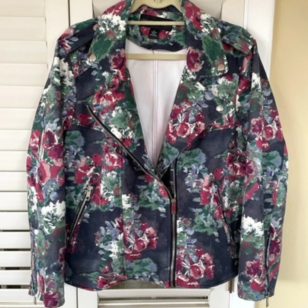 NWOT Colleen Lopez (HSN) - Faux Suede Moto Biker Jacket